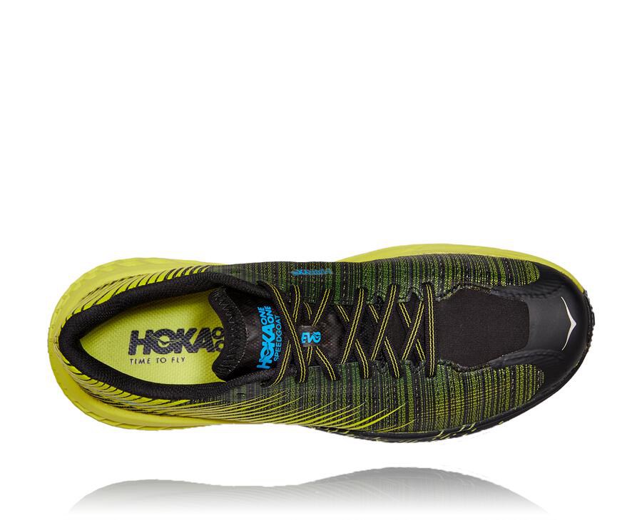 Trail Shoes Mens - Hoka One One Evo Speedgoat - Black/Green - EUAYGJW-80